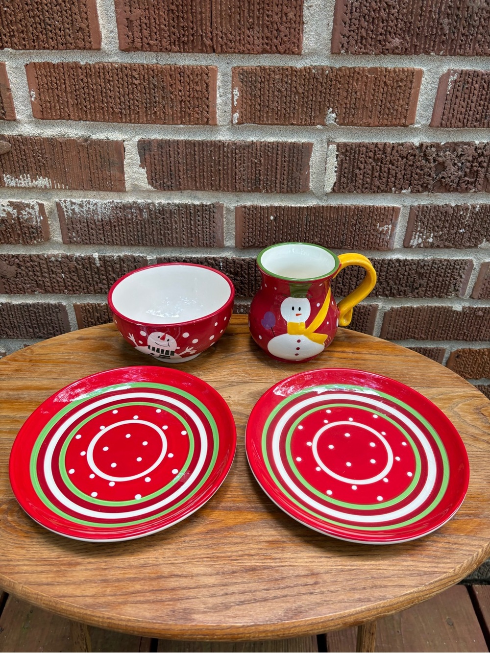 Ceramic Christmas Bundle 2 plates 1 Mug 1 Bowl holiday Christmas Gibson Pier 1
